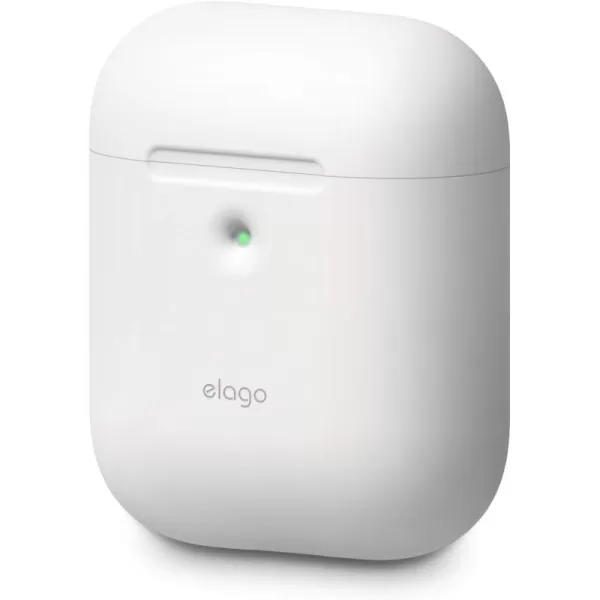 elago Silicone Protective Case Compatible with Apple AirPods 2 Wireless Charging Case Front LED Visible AntiSlip Coating Inside Patent Registered PeachWhite