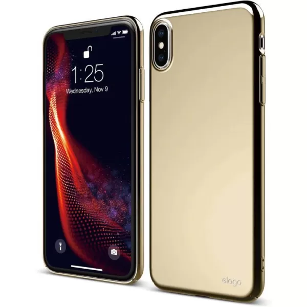 elago Slim Fit Series iPhone Xs Max case Metallic Rose Gold  Glossy FinishSupport Wireless ChargingFull CoveredScratch amp Minor Drop ProtectionEveryday Case Compatible with iPhone Xs MaxMetallic Gold