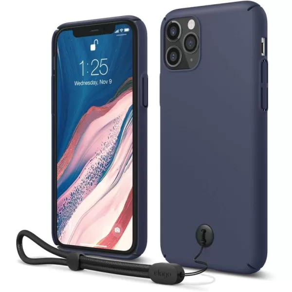 elago Slim Fit Strap Case 58 Compatible with iPhone 11 Pro Red  Slim Light Simple Design Matte Coating AntiSlip Raised Lip Attachable Strap and Button Fit Tested Made in KoreaJean Indigo