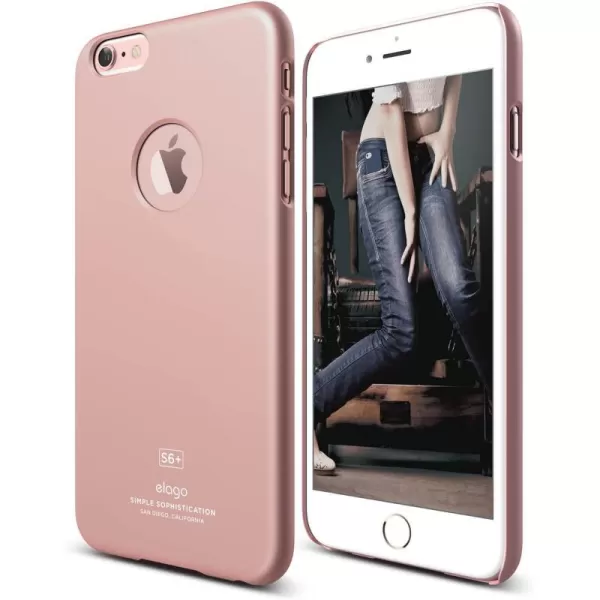 elago Slim FitCoral Blue  LightMinimalisticTrue Fit  for iPhone 6 Plus OnlySoft feel Rose Gold