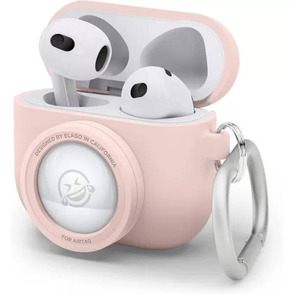 elago Snapshot Compatible with AirPod Case with AirTag Holder AirPods 3  Cute Camera Design with Keychain Durable Silicone Supports Wireless Charging  Tracking Device Not IncludedSand Pink