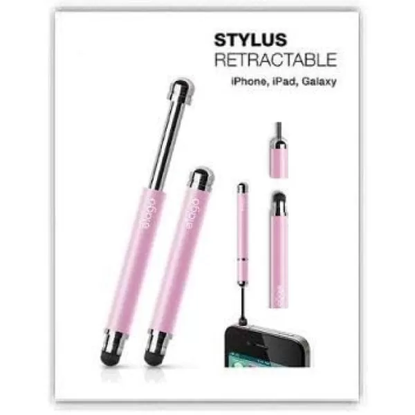 elago Stylus RetractablePastel Pink  Premium Aluminum Solid ConstructionCompact for iPad iPad Pro iPad Mini and iPhonePastel Pink