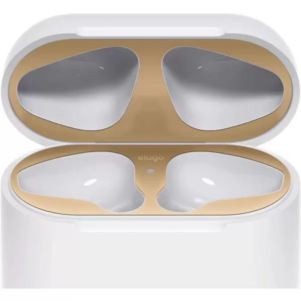 elago Upgraded AirPods Dust Guard Matte Space Grey 1 Set  DustProof Film Luxurious Looking Must Watch Easy Installation Video Protect AirPods from Metal Shavings US Patent RegisteredMatte Gold