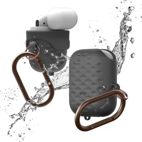 elago Waterproof Hang Active Case Dark Grey  Compatible with Apple AirPods 1 amp 2 Supports Wireless Charging Waterproof Dust Proof Added Carabinerelago Waterproof Hang Active Case Dark Grey  Compatible with Apple AirPods 1 amp 2 Supports Wireless Charging Waterproof Dust Proof Added Carabiner