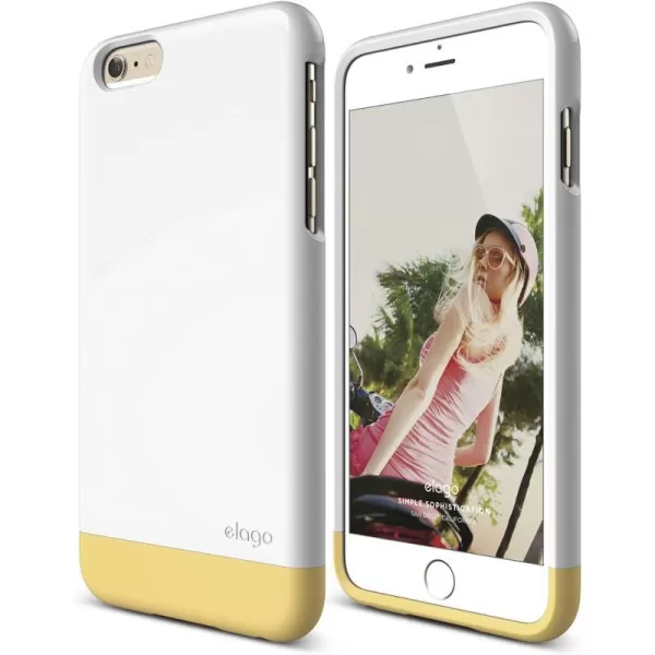 elago iPhone 6 Plus Case Glide LimitedEditionCoral BlueChampagne Gold  Mix and MatchPremium ArmorTrue Fit  for iPhone 6 Plus OnlyWhite  Creamy Yellow