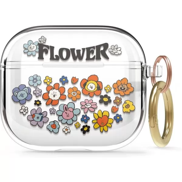 elago l BT21 Flower Clear Case Compatible with Apple AirPods 3rd Generation Durable TPU Material Reduced Yellowing Clear Protection Wireless Charging Official Merchandise Flower GardenFlower Bouquet