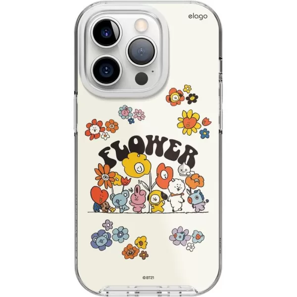 elago l BT21 Flowers Hybrid Case Compatible with iPhone 14 Pro 61 inch Durable Full Body Protection Raised Lip Screen amp Camera Protection Official Merchandise Flower BouquetFlower Friends