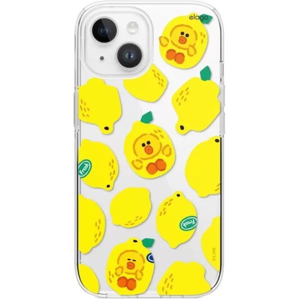 elago l LINE Friends Fruit Shop Case Compatible with iPhone 15 61 inch Durable Full Body Protection Raised Lip Screen amp Camera Protection Official Merchandise Peachlemon