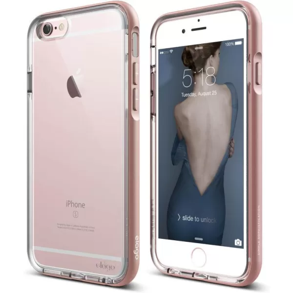 iPhone 6S Case elago DualisticCrystal Champagne Gold  Premium Aluminum BumperDual LayerPremium Hybrid Construction  for iPhone 66STransparency  Rose Gold