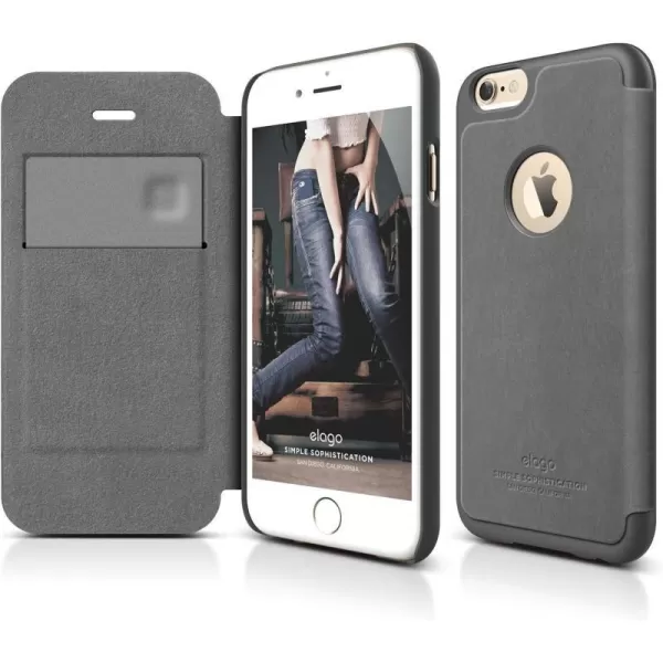 iPhone 6S Case elago Leather FlipDark GreyDark Grey  Card SlotScreen ProtectionPremium Hybrid Construction  for iPhone 66SiPhone 6S Case elago Leather FlipDark GreyDark Grey  Card SlotScreen ProtectionPremium Hybrid Construction  for iPhone 66S