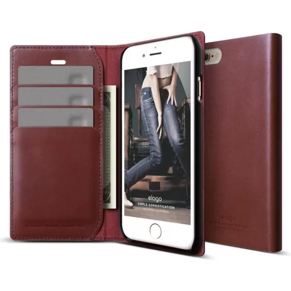 iPhone 6S Plus Case elago Genuine Leather Wallet  3 Card SlotsCash PouchPremium Genuine Leather  for iPhone 66S Plus BurgundyiPhone 6S Plus Case elago Genuine Leather Wallet  3 Card SlotsCash PouchPremium Genuine Leather  for iPhone 66S Plus Burgundy