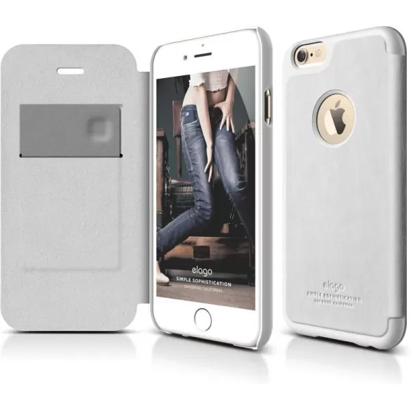 iPhone 6S Plus Case elago Leather Hole Flip  Card SlotScreen ProtectionPremium Hybrid Construction  for iPhone 66S Plus WhiteiPhone 6S Plus Case elago Leather Hole Flip  Card SlotScreen ProtectionPremium Hybrid Construction  for iPhone 66S Plus White