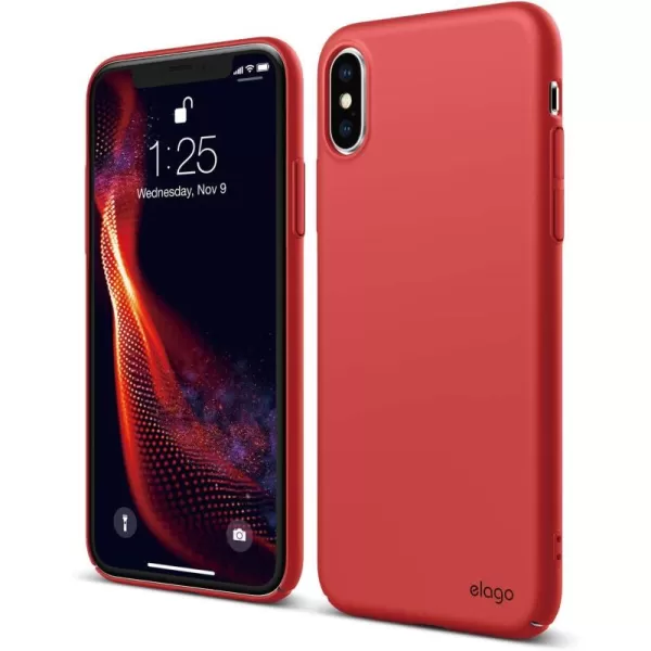 elago Slim Fit Series Case Designed for iPhone Xs Case iPhone X Case  Matte Finish Red