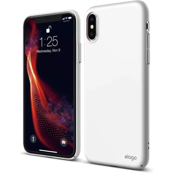 elago Slim Fit Series iPhone Xs case White  Full CoveredScratch ampamp Minor Drop ProtectionSupport Wireless ChargingMatte Finish Compatible with iPhone Xs 2018 iPhone X 2017