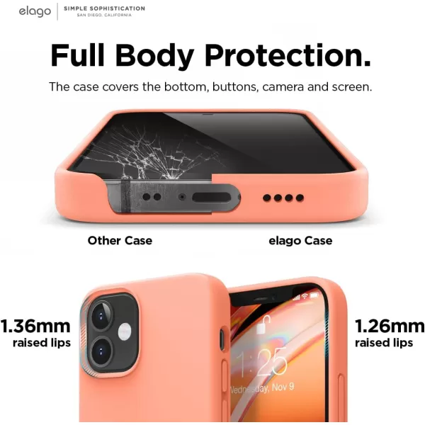 imageelago Compatible with iPhone 12 Pro Max Case Liquid Silicone Case Full Body Protective Cover Shockproof Slim Phone Case AntiScratch Soft Microfiber Lining 67 inch WhiteOrange