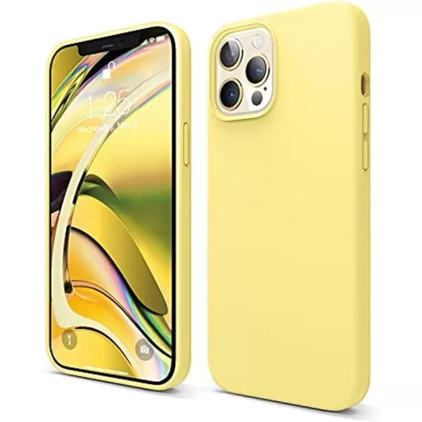 imageelago Compatible with iPhone 12 Pro Max Case Liquid Silicone Case Full Body Protective Cover Shockproof Slim Phone Case AntiScratch Soft Microfiber Lining 67 inch WhiteYellow