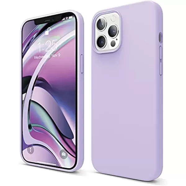 imageelago Compatible with iPhone 12 Pro Max Case Liquid Silicone Case Full Body Protective Cover Shockproof Slim Phone Case AntiScratch Soft Microfiber Lining 67 inch WhiteLavender