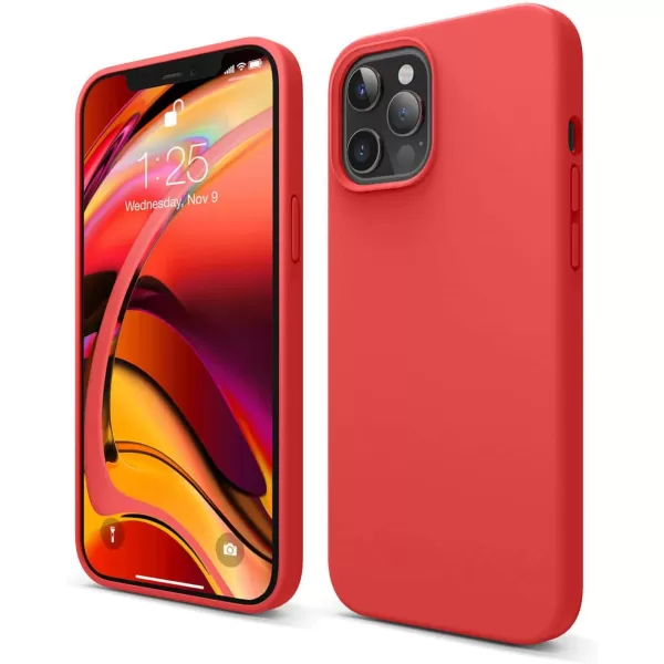 imageelago Compatible with iPhone 12 Pro Max Case Liquid Silicone Case Full Body Protective Cover Shockproof Slim Phone Case AntiScratch Soft Microfiber Lining 67 inch WhiteRed