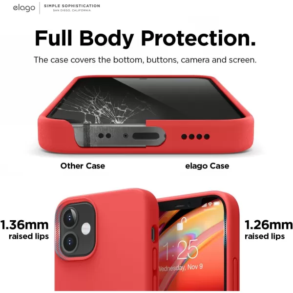 imageelago Compatible with iPhone 12 Pro Max Case Liquid Silicone Case Full Body Protective Cover Shockproof Slim Phone Case AntiScratch Soft Microfiber Lining 67 inch WhiteRed