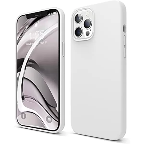 imageelago Compatible with iPhone 12 Pro Max Case Liquid Silicone Case Full Body Protective Cover Shockproof Slim Phone Case AntiScratch Soft Microfiber Lining 67 inch WhiteWhite