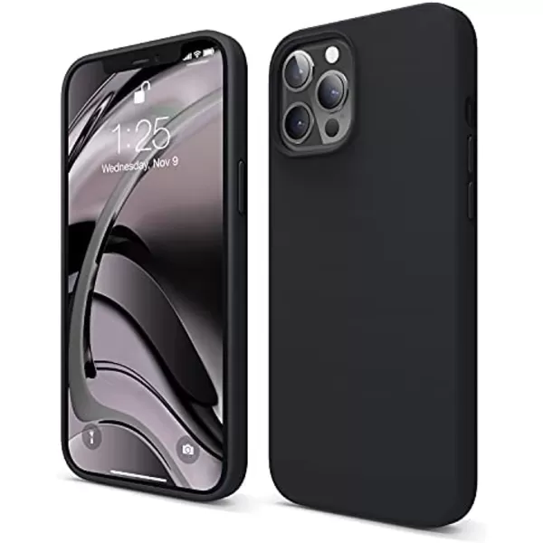 imageelago Compatible with iPhone 12 Pro Max Case Liquid Silicone Case Full Body Protective Cover Shockproof Slim Phone Case AntiScratch Soft Microfiber Lining 67 inch WhiteBlack