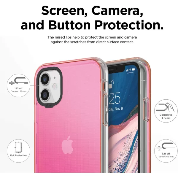 imageelago iPhone 11 Clear Hybrid Case Aqua BlueNeon Pink