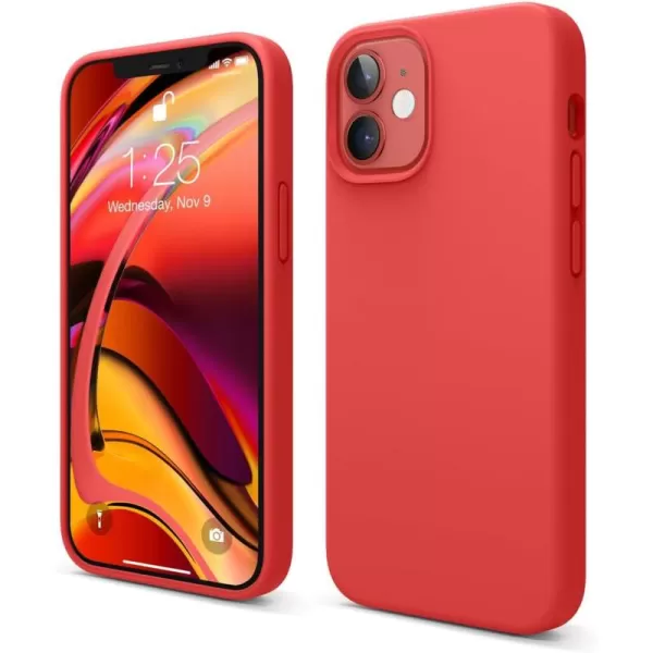 imageelago Compatible with iPhone 12 Pro Max Case Liquid Silicone Case Full Body Protective Cover Shockproof Slim Phone Case AntiScratch Soft Microfiber Lining 67 inch WhiteRed