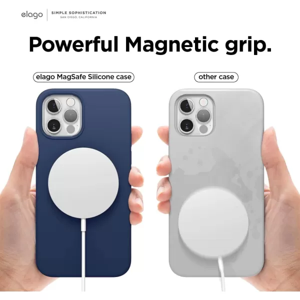 imageelago Magnetic Silicone Case Compatible with iPhone 12 Pro Max 67 inch  Builtin MagSafe Magnets Compatible with MagSafe Accessories BlackIndigo Jeans