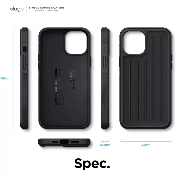 imageelago Protective Armor Case Compatible with iPhone 12 Pro Max Black  Shock Absorbing Design Durable TPU Wireless Charging Supported US Patent RegisteredBlack