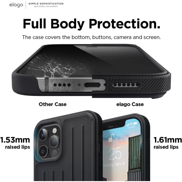 imageelago Protective Armor Case Compatible with iPhone 12 Pro Max Black  Shock Absorbing Design Durable TPU Wireless Charging Supported US Patent RegisteredBlack