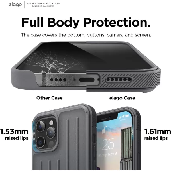 imageelago Protective Armor Case Compatible with iPhone 12 Pro Max Black  Shock Absorbing Design Durable TPU Wireless Charging Supported US Patent RegisteredDark Grey