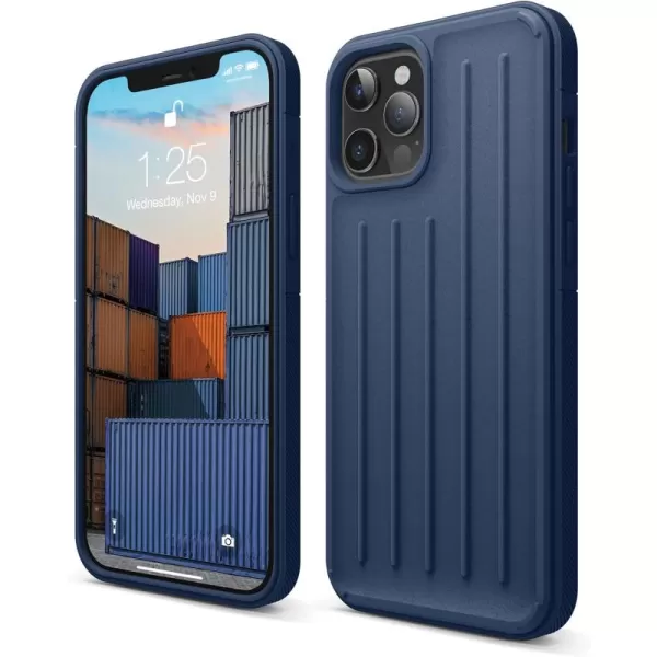 imageelago Protective Armor Case Compatible with iPhone 12 Pro Max Black  Shock Absorbing Design Durable TPU Wireless Charging Supported US Patent RegisteredNavy Blue