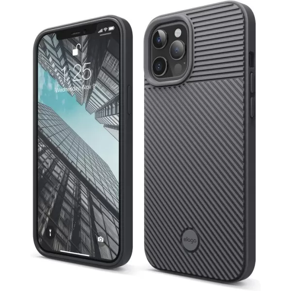 imageelago Protective Cushion Case Compatible with iPhone 12 Pro Max 2020 Navy Blue  Shock Absorbing Design Wireless Charging Supported Durable TPU Material US Patent RegisteredGraphite Grey