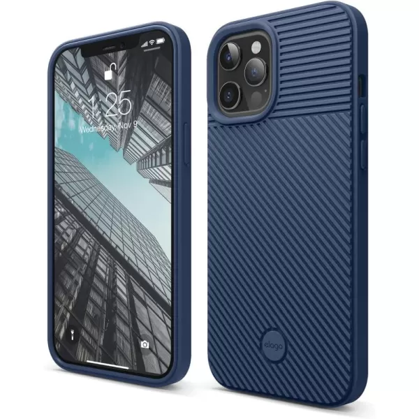 imageelago Protective Cushion Case Compatible with iPhone 12 Pro Max 2020 Navy Blue  Shock Absorbing Design Wireless Charging Supported Durable TPU Material US Patent RegisteredNavy Blue