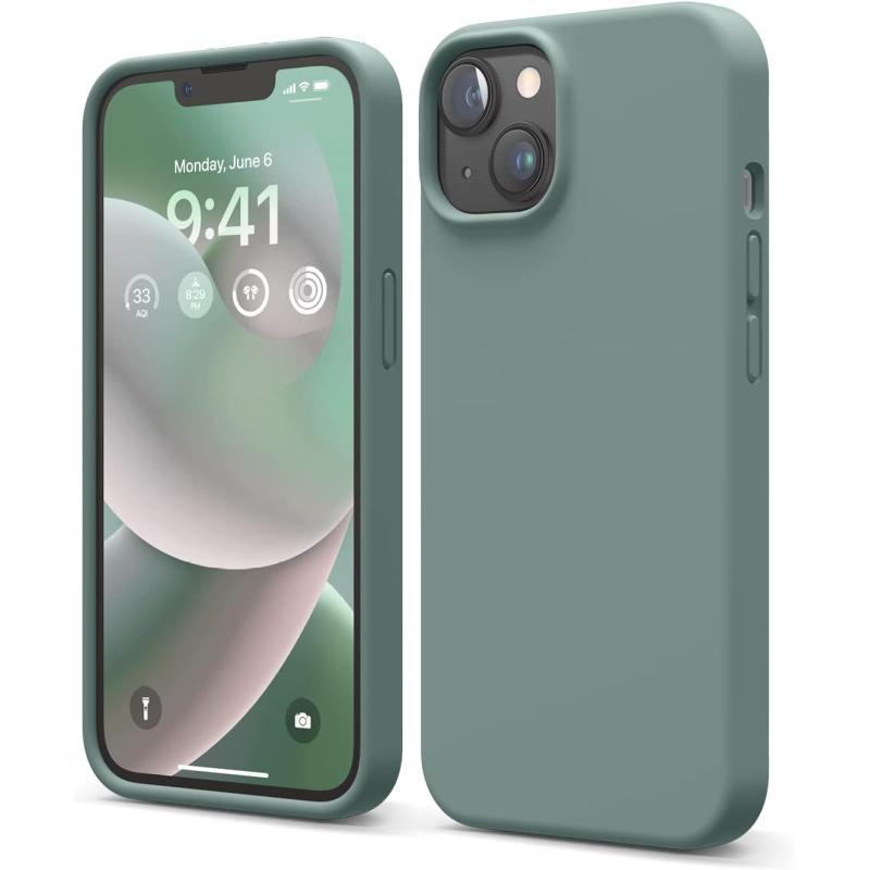 imageelago Compatible with iPhone 14 Case Liquid Silicone Case Full Body Protective Cover Shockproof Slim Phone Case AntiScratch Soft Microfiber Lining 61 inch Midnight GreenMidnight Green