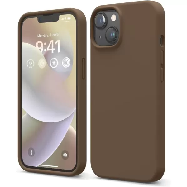 imageelago Compatible with iPhone 14 Case Liquid Silicone Case Full Body Protective Cover Shockproof Slim Phone Case AntiScratch Soft Microfiber Lining 61 inch Midnight GreenBrown