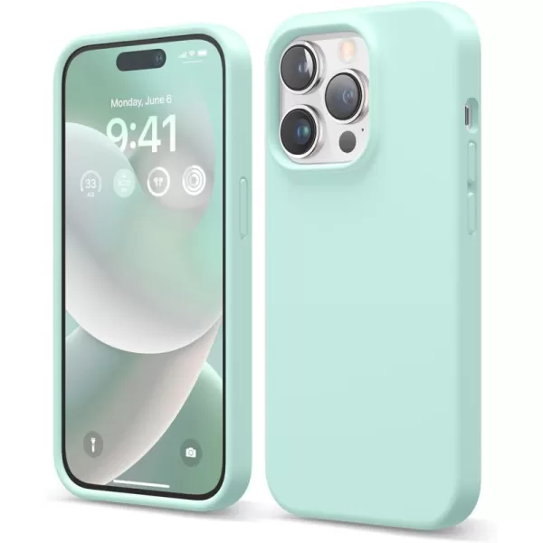 imageelago Compatible with iPhone 14 Pro Case Liquid Silicone Case Full Body Protective Cover Shockproof Slim Phone Case AntiScratch Soft Microfiber Lining 61 inch Lovely PinkAqua Sky