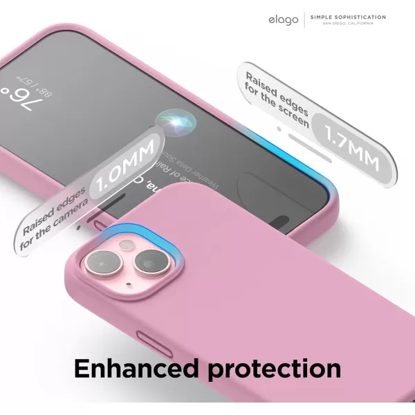 imageelago Compatible with iPhone 15 Case Liquid Silicone Case Full Body Protective Cover Shockproof Slim Phone Case AntiScratch Soft Microfiber Lining 61 inch StoneHot Pink