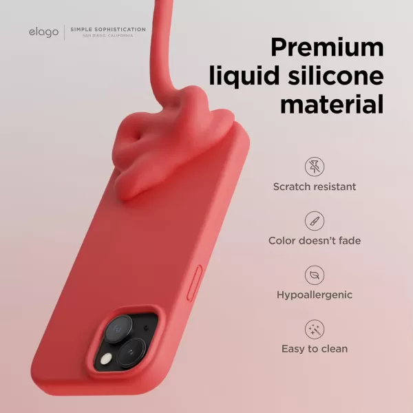 imageelago Compatible with iPhone 15 Case Liquid Silicone Case Full Body Protective Cover Shockproof Slim Phone Case AntiScratch Soft Microfiber Lining 61 inch StoneRed