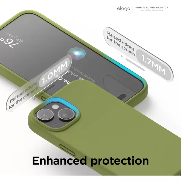 imageelago Compatible with iPhone 15 Case Liquid Silicone Case Full Body Protective Cover Shockproof Slim Phone Case AntiScratch Soft Microfiber Lining 61 inch StoneCedar Green