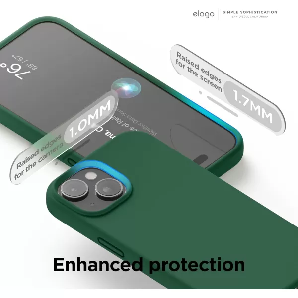 imageelago Compatible with iPhone 15 Case Liquid Silicone Case Full Body Protective Cover Shockproof Slim Phone Case AntiScratch Soft Microfiber Lining 61 inch StoneAlpine Green