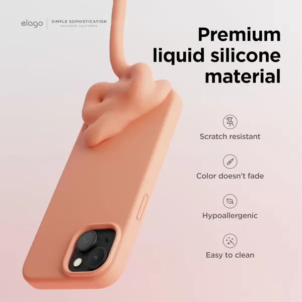 imageelago Compatible with iPhone 15 Case Liquid Silicone Case Full Body Protective Cover Shockproof Slim Phone Case AntiScratch Soft Microfiber Lining 61 inch StoneSalmon