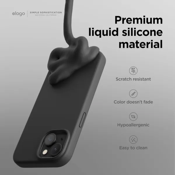 imageelago Compatible with iPhone 15 Case Liquid Silicone Case Full Body Protective Cover Shockproof Slim Phone Case AntiScratch Soft Microfiber Lining 61 inch StoneBlack