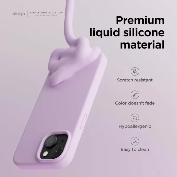 imageelago Compatible with iPhone 15 Case Liquid Silicone Case Full Body Protective Cover Shockproof Slim Phone Case AntiScratch Soft Microfiber Lining 61 inch StoneLight Lilac