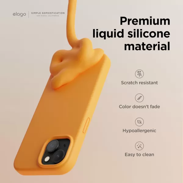 imageelago Compatible with iPhone 15 Case Liquid Silicone Case Full Body Protective Cover Shockproof Slim Phone Case AntiScratch Soft Microfiber Lining 61 inch StoneOrange