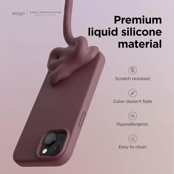 imageelago Compatible with iPhone 15 Case Liquid Silicone Case Full Body Protective Cover Shockproof Slim Phone Case AntiScratch Soft Microfiber Lining 61 inch StoneBurgundy