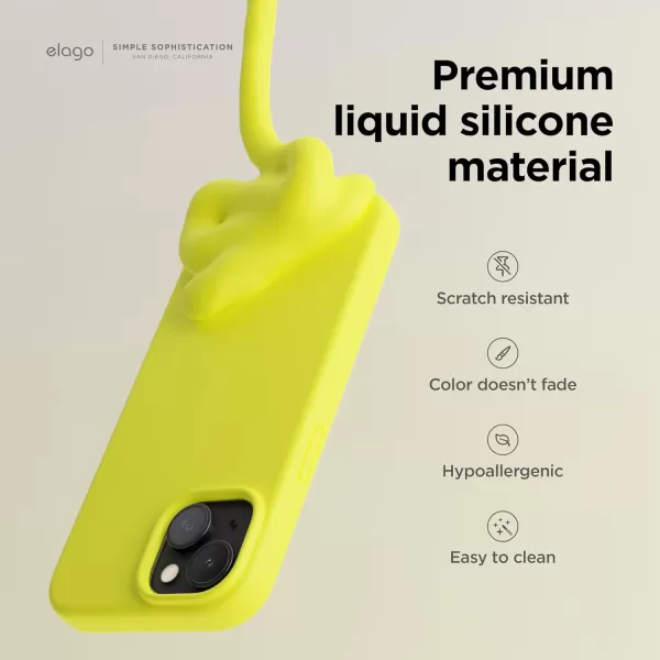 imageelago Compatible with iPhone 15 Case Liquid Silicone Case Full Body Protective Cover Shockproof Slim Phone Case AntiScratch Soft Microfiber Lining 61 inch StoneNeon Yellow