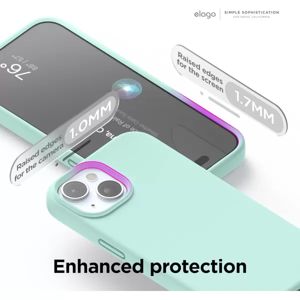 imageelago Compatible with iPhone 15 Case Liquid Silicone Case Full Body Protective Cover Shockproof Slim Phone Case AntiScratch Soft Microfiber Lining 61 inch StoneAqua Sky