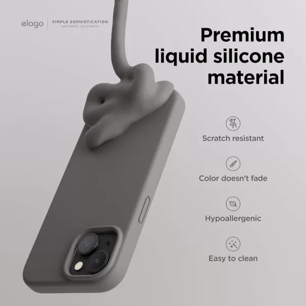 imageelago Compatible with iPhone 15 Case Liquid Silicone Case Full Body Protective Cover Shockproof Slim Phone Case AntiScratch Soft Microfiber Lining 61 inch StoneMedium Grey