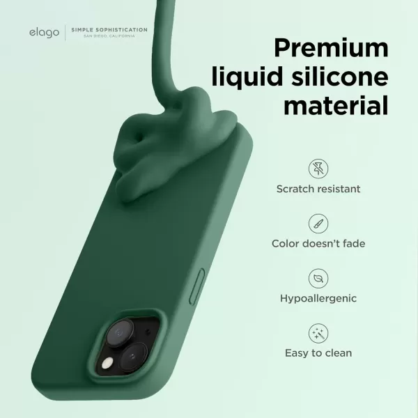 imageelago Compatible with iPhone 15 Case Liquid Silicone Case Full Body Protective Cover Shockproof Slim Phone Case AntiScratch Soft Microfiber Lining 61 inch StoneAlpine Green